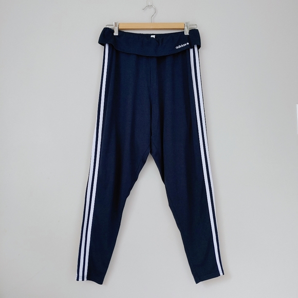 Adidas Neo Harem Cropped Pants Sweatpants Size Small Blue White Stripes - Picture 4 of 10